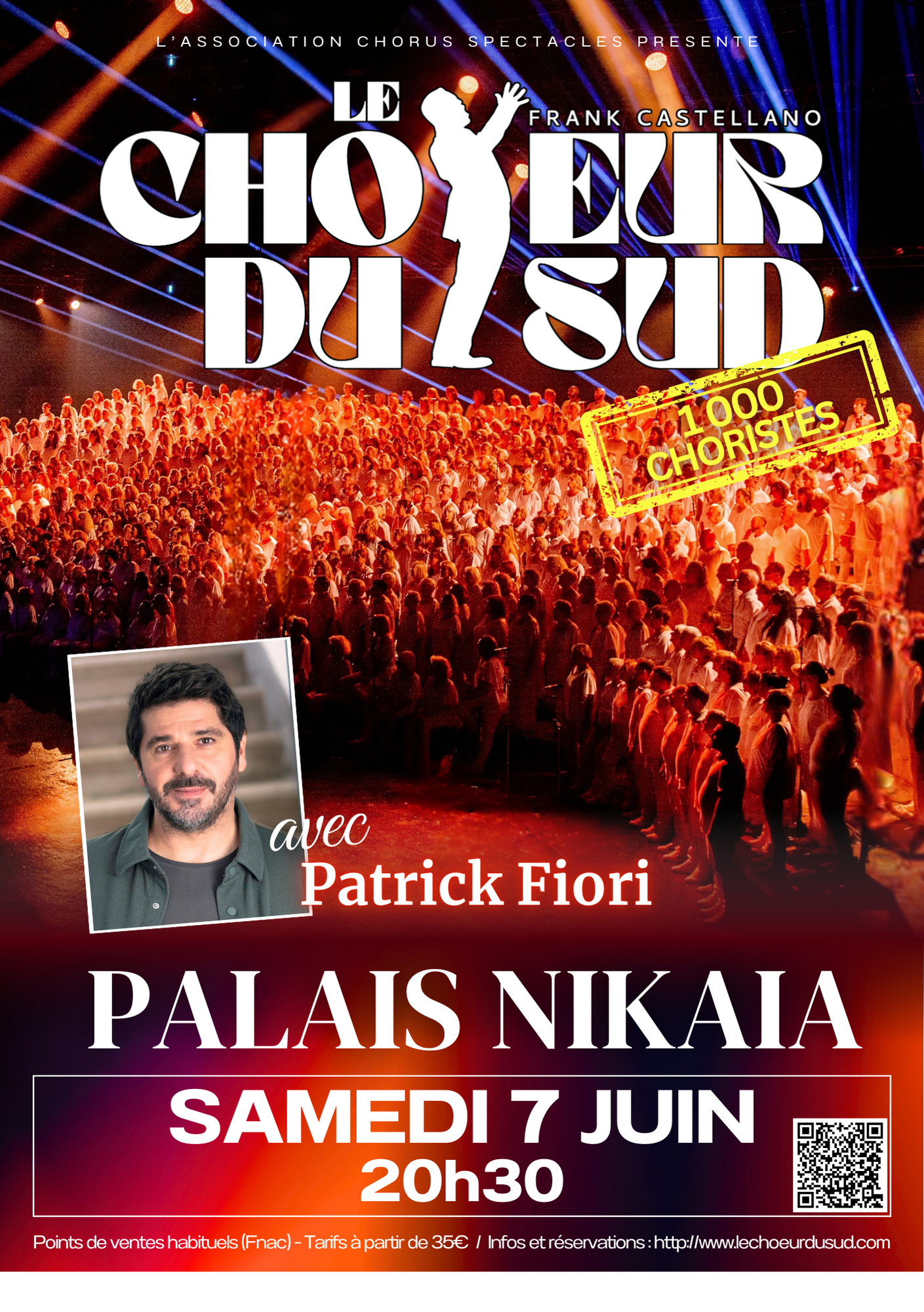 Affiche du concert du Palais Nikaia de Le Choeur du Sud avec Patrick Fiori