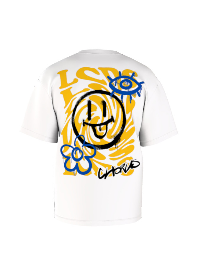 Arrière T-shirt oversize Smiley LCDS blanc et chorus