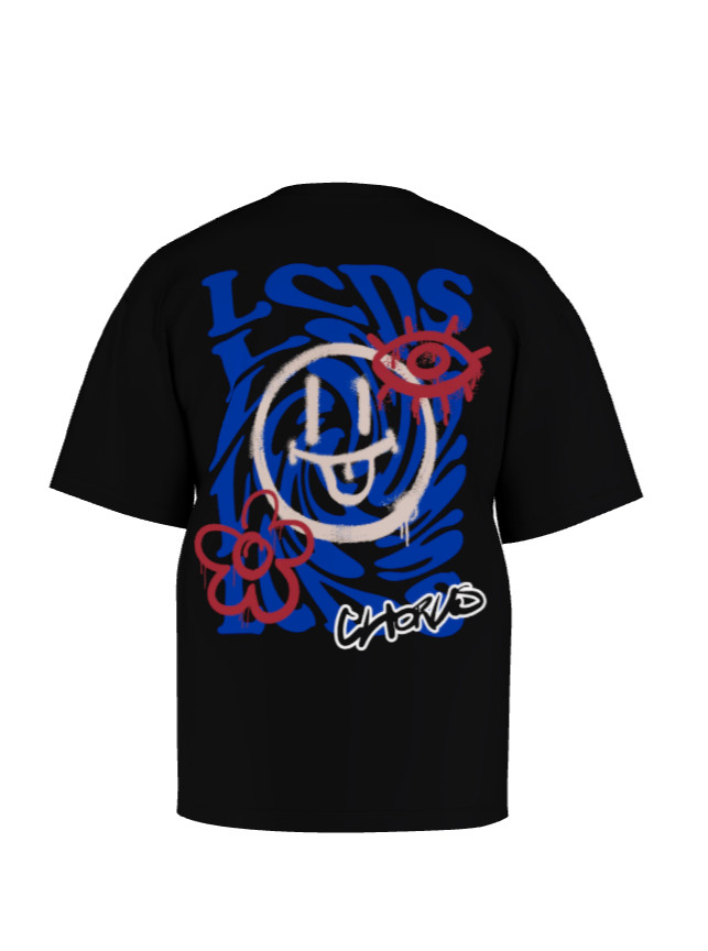 Arrière T-shirt oversize Smiley LCDS noir et chorus